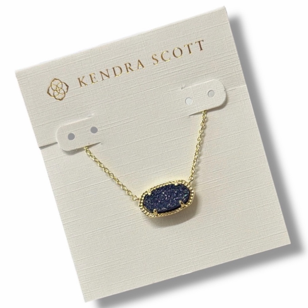 Kendra Scott Elisa Gold Pendant Necklace Blue Dursy 15-17”- NEW